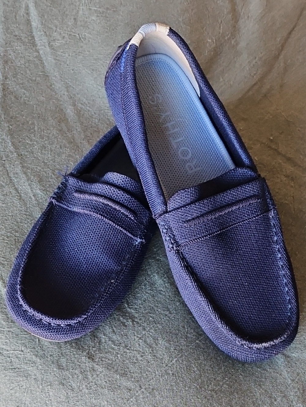 Rothy's Navy Canvas Slip-On Drivers